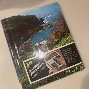 Vintage 70s Alco Sealed Photo Album Magic Magnetic Self Adhesive 20 Page Scenic